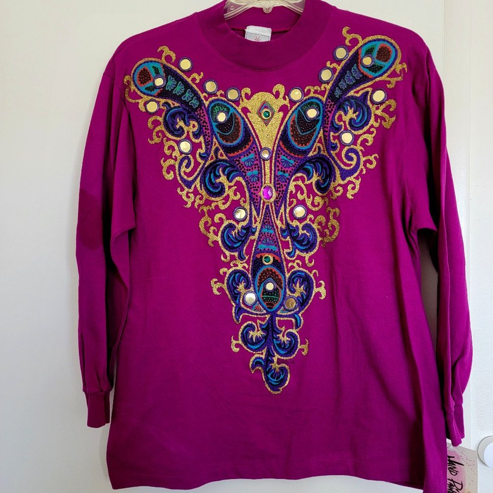 Beautiful Hand Painted Long Sleeve Top XL?